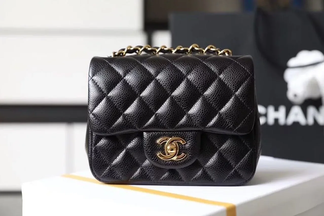 Chanel Classic Flap Bag Mini Crossbody in Black Gold Hardware