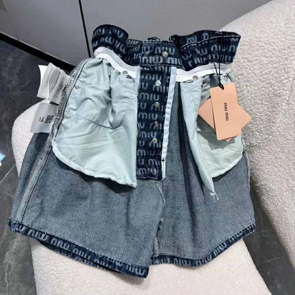 Miu Miu Denim Shorts with Coin Pocket for Women Miu Miu Denim Shorts with Coin Pocket for Women