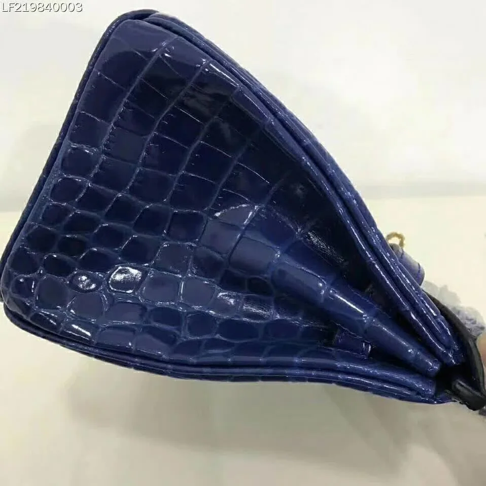 Hermes Birkin 30 Bag in Alligator Leather with Gold Hardware in Navy