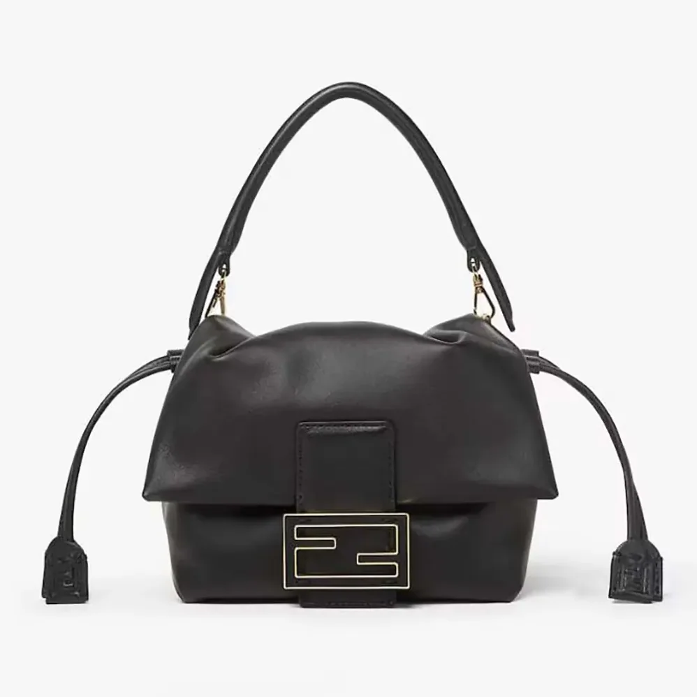 Fendi Mamma Baguette Small Black Nappa Leather Mini Bag for Women