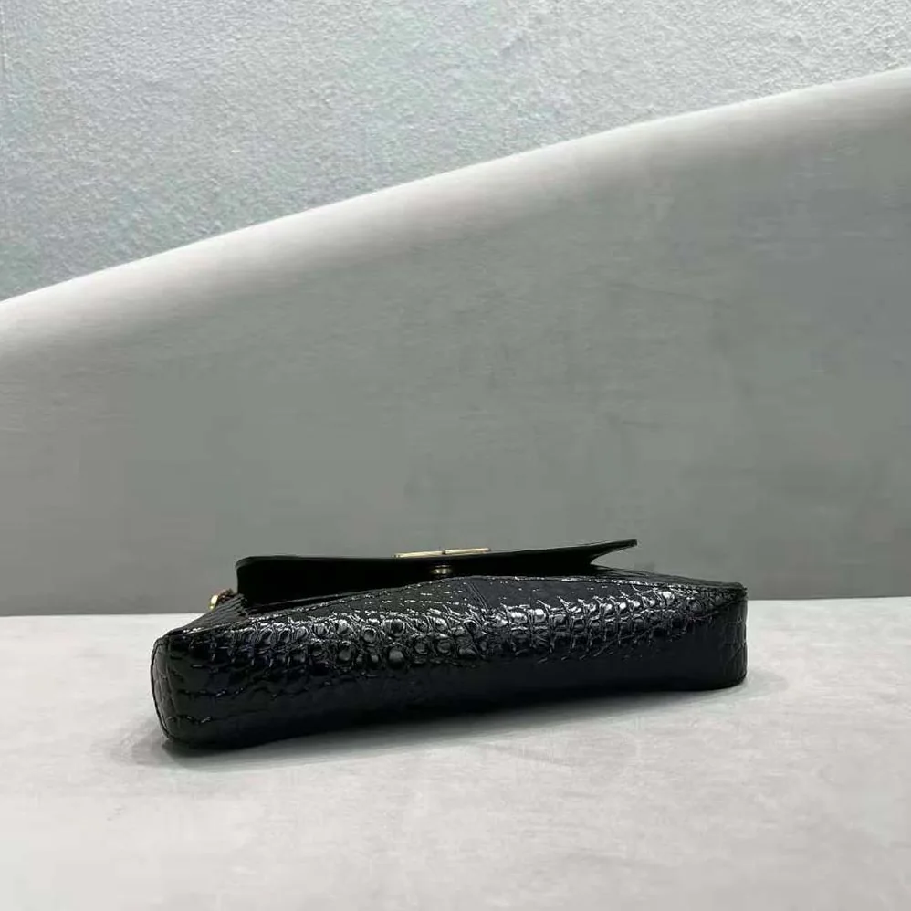 Balenciaga XX Small Flap Bag Crocodile Embossed in Black for Women Balenciaga XX Small Flap Bag Crocodile Embossed in Black for Women