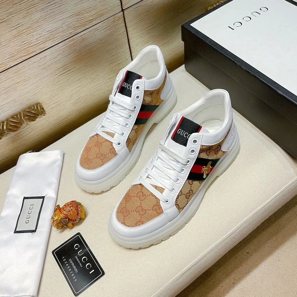 Gucci GG With Web And Bee High Top Sneaker White for Men