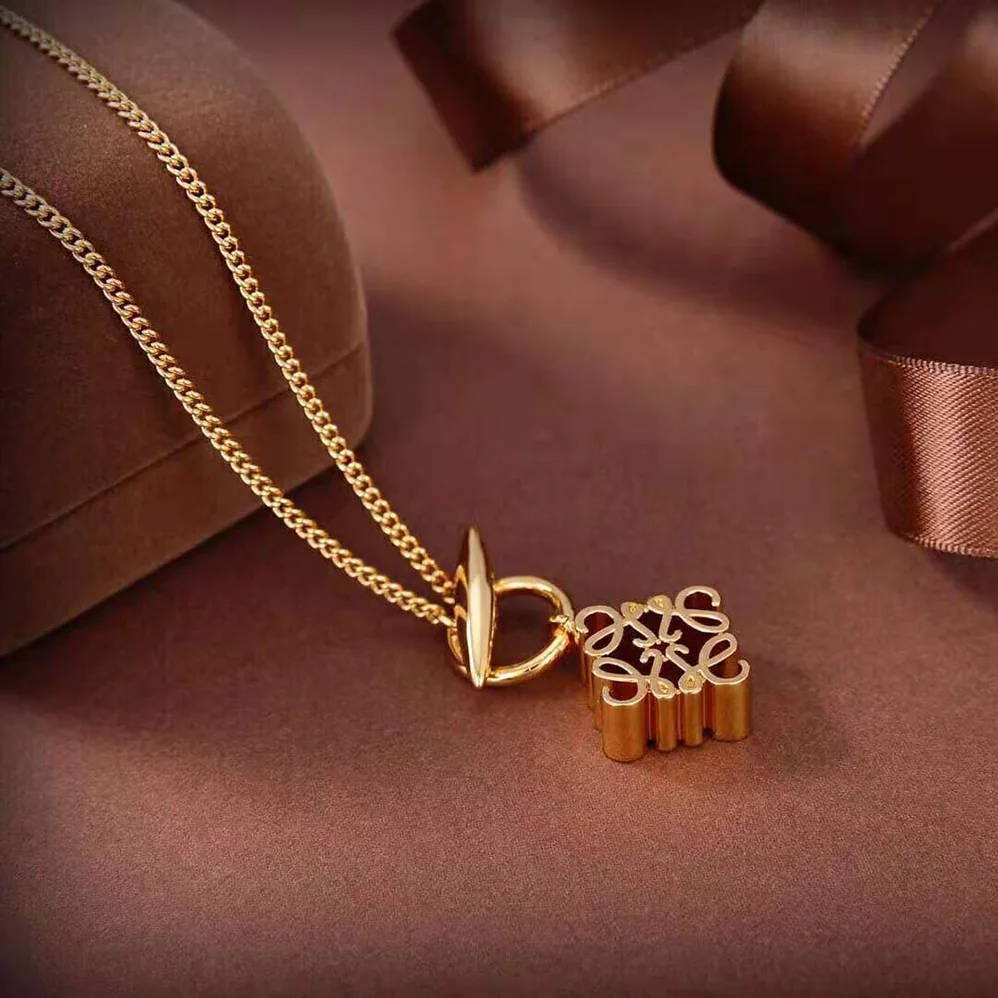 Loewe Anagram Pendant Necklace in Metal for Women Loewe Anagram Pendant Necklace in Metal for Women