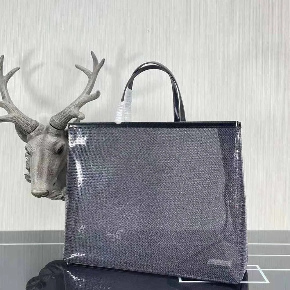 Prada Sequined Mesh Tote Bag for Women in Black Prada Sequined Mesh Tote Bag for Women in Black