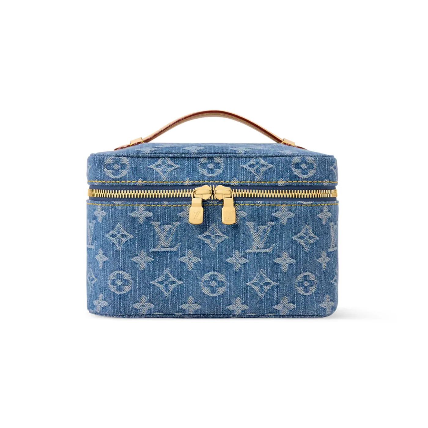 Louis Vuitton Nice Mini Top Handle Bag in Blue Denim Gold Hardware