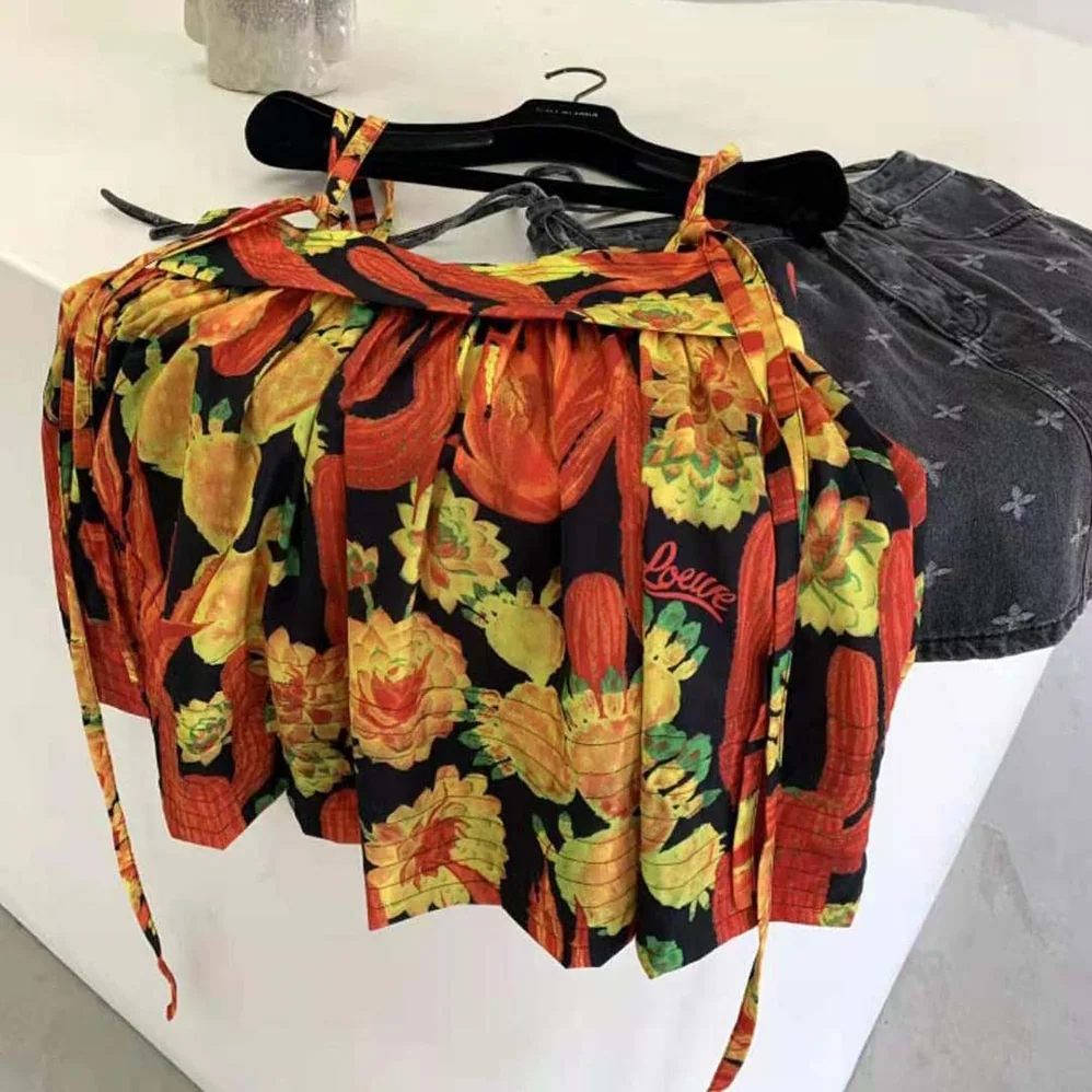 Loewe Cactus Print Top in Viscose for Women in Orange
