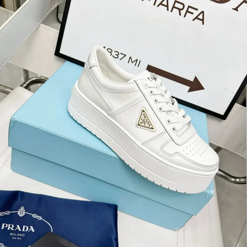 Prada Downtown Bold Leather Sneakers for Women