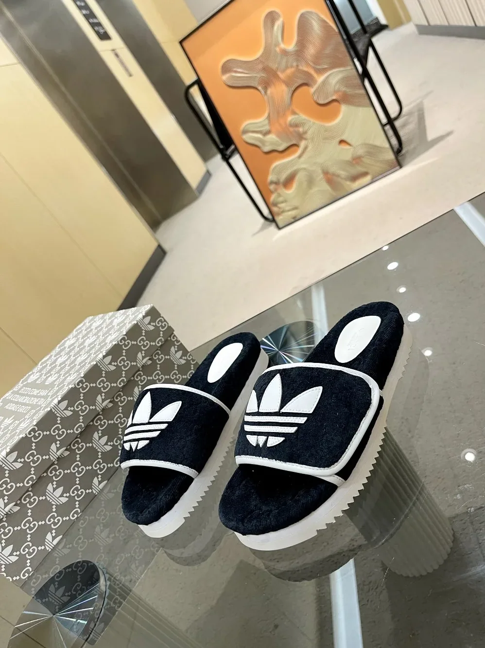 Gucci x Adidas GG Platform Sandal Black for Women Gucci x Adidas GG Platform Sandal Black for Women