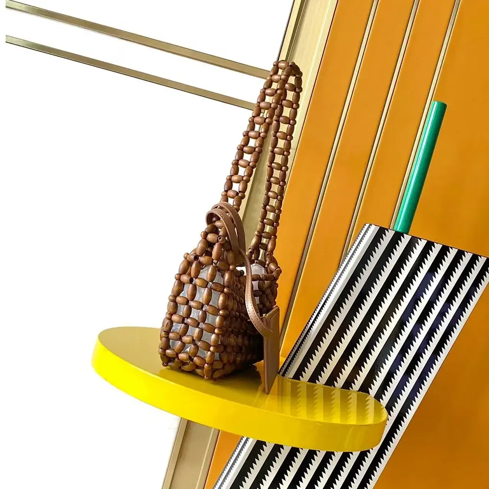 Saint Laurent YSL Le 5 À 7 In Wood Beads for Women in Brown