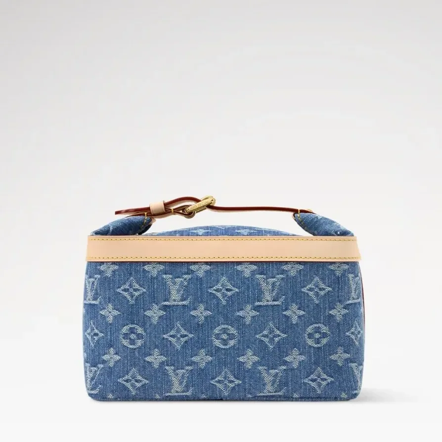 Louis Vuitton Cruiser Toiletry Top Handle Bag in Blue Denim Gold Hardware