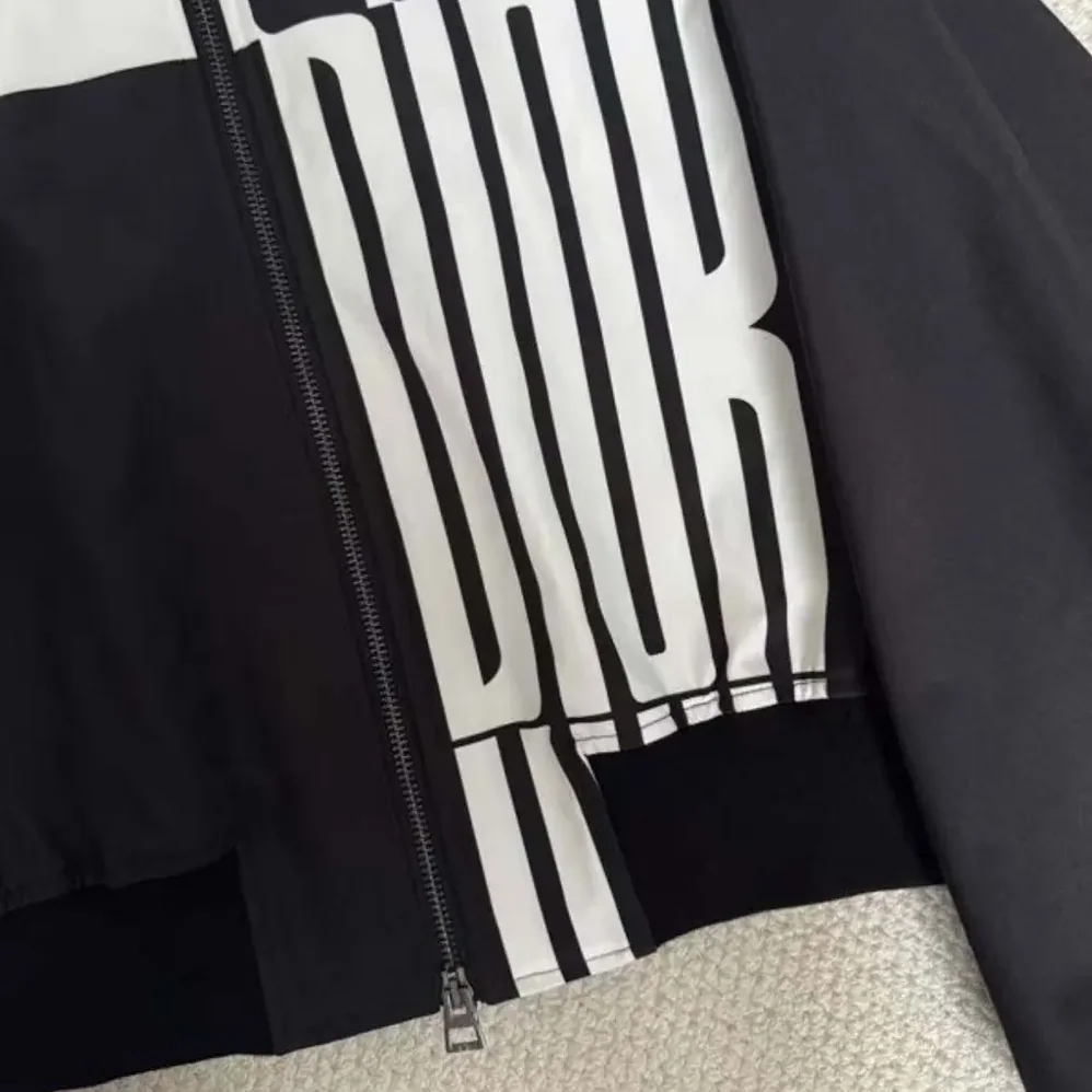 Dior Cropped Bomber Jacket with Bishop Sleeves Black and White Jacquard for Women Dior Cropped Bomber Jacket with Bishop Sleeves Black and White Jacquard for Women