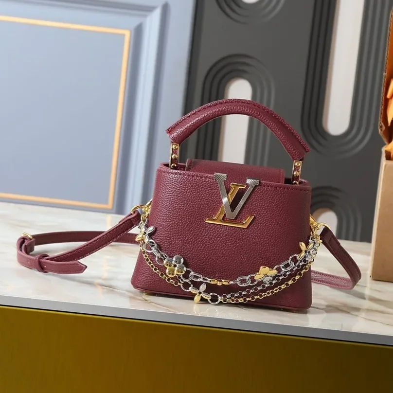 Louis Vuitton Capucines Mini Top Handle Bag / Plum Purple Silver/ Gold Hardware