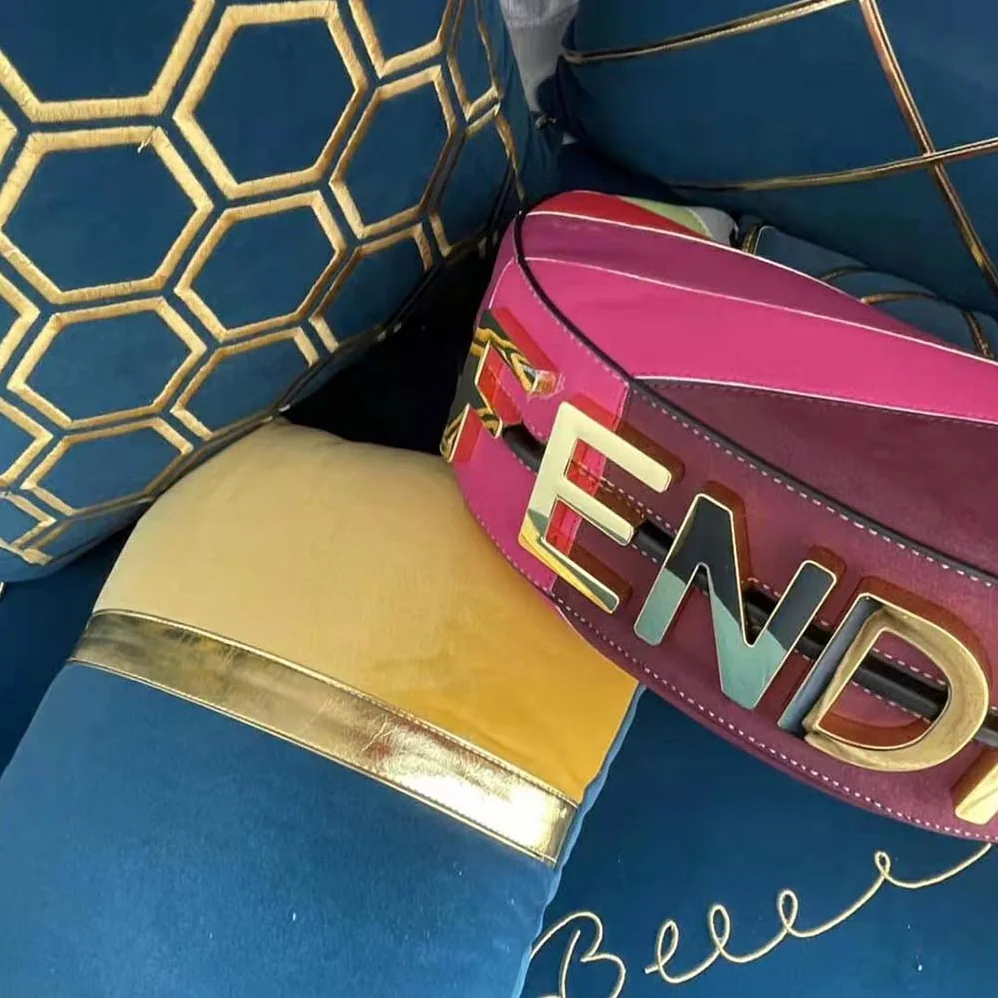 Fendi Fendigraphy Small Leather Bag with Multicolor Inlay for Women