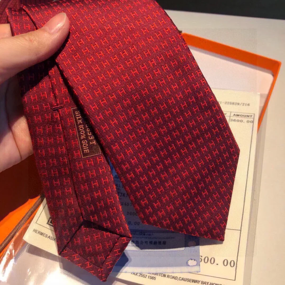 Hermes Faconnee H Tie Cardinal Hermes Tie 44 for Men