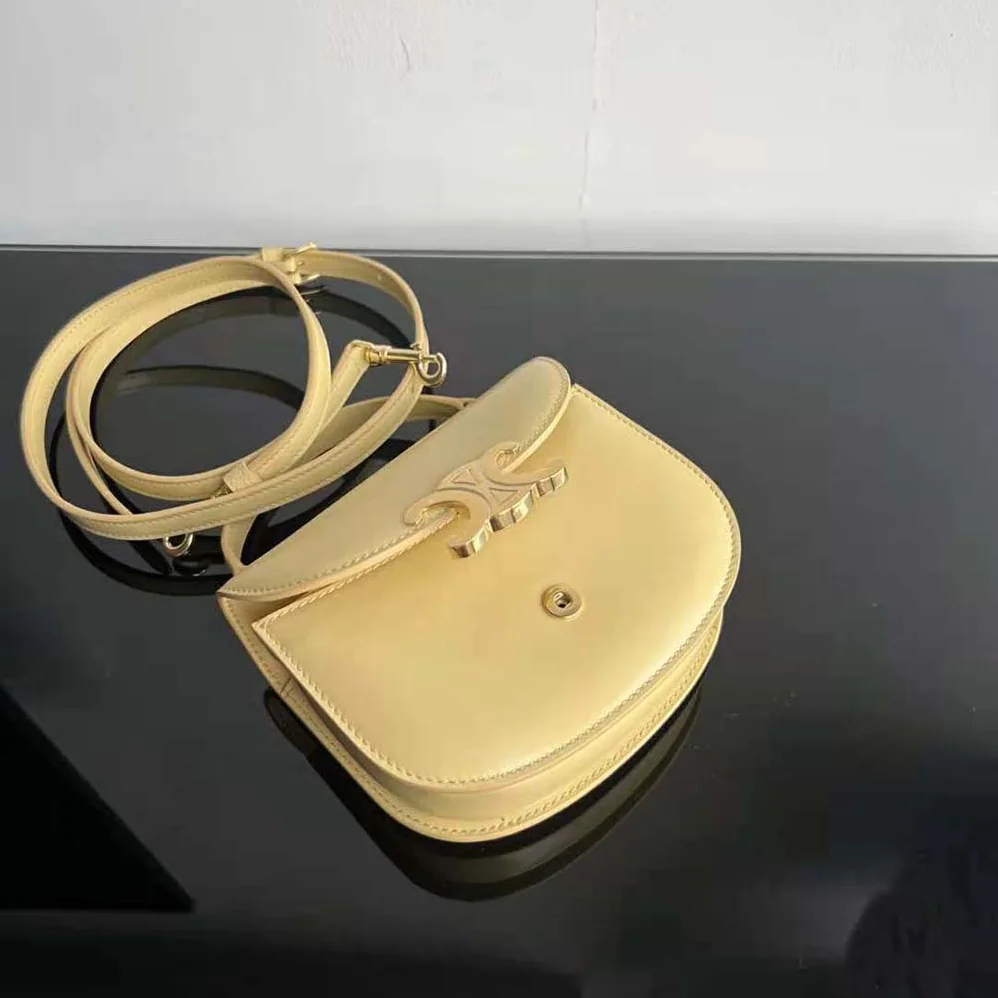Celine Mini Besace Triomphe in Shiny Calfskin for Women in Yellow Celine Mini Besace Triomphe in Shiny Calfskin for Women in Yellow