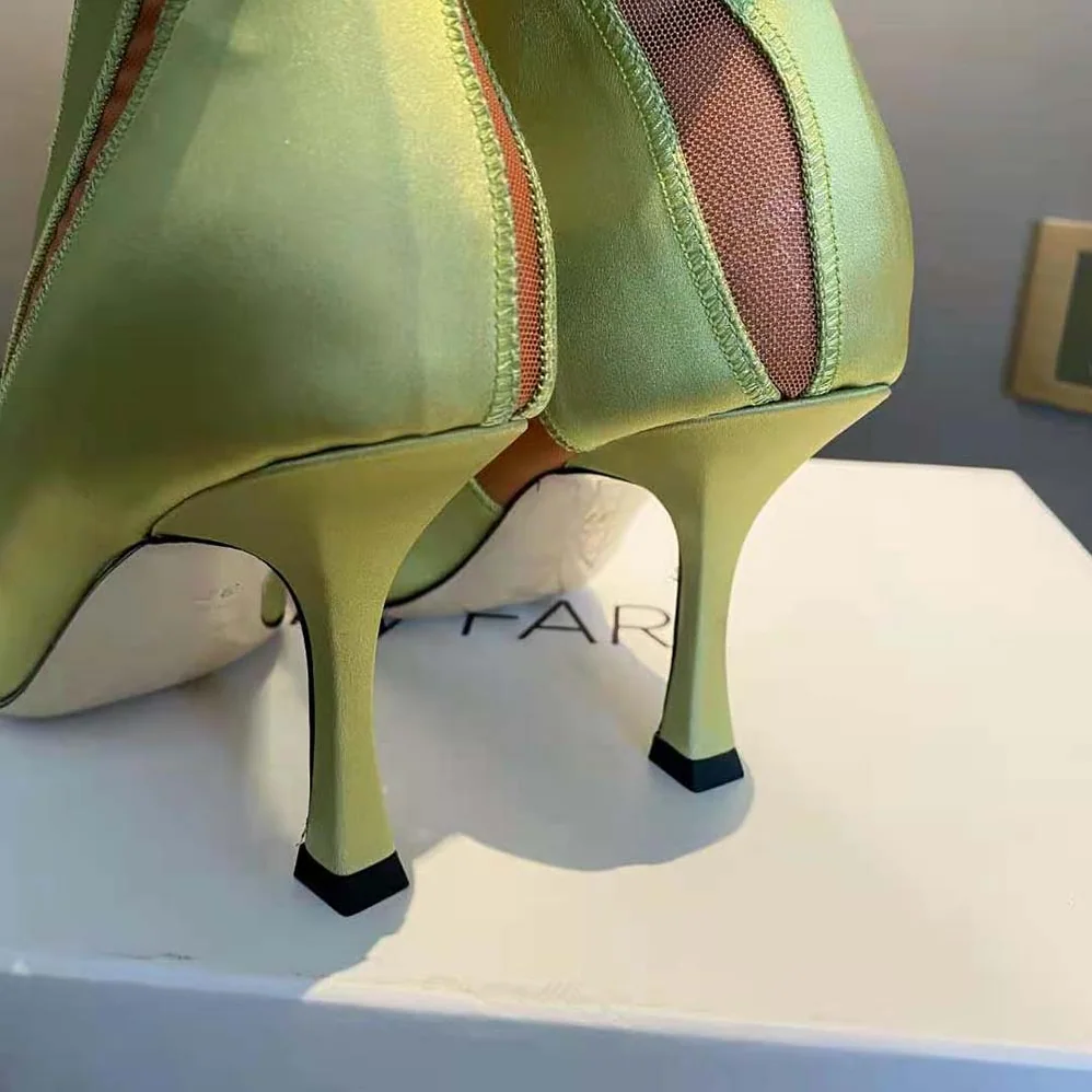 Jimmy Choo Mugler Sock Ankle Boot Neon Yellow and Nude Sheer Spiral Stretch Fabric for Women Jimmy Choo Mugler Sock Ankle Boot Neon Yellow and Nude Sheer Spiral Stretch Fabric for Women