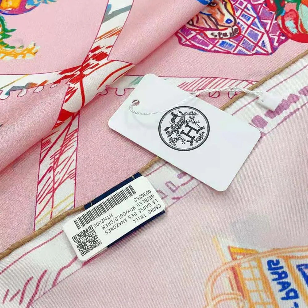 Hermes Chevaloscope Scarf 90 in Silk Twill with Hand-Rolled Edges for Women in Pink Hermes Chevaloscope Scarf 90 in Silk Twill with Hand-Rolled Edges for Women in Pink