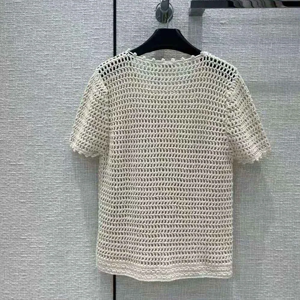 Celine Triomphe T for Women in Shirt in Crocheted Cotton