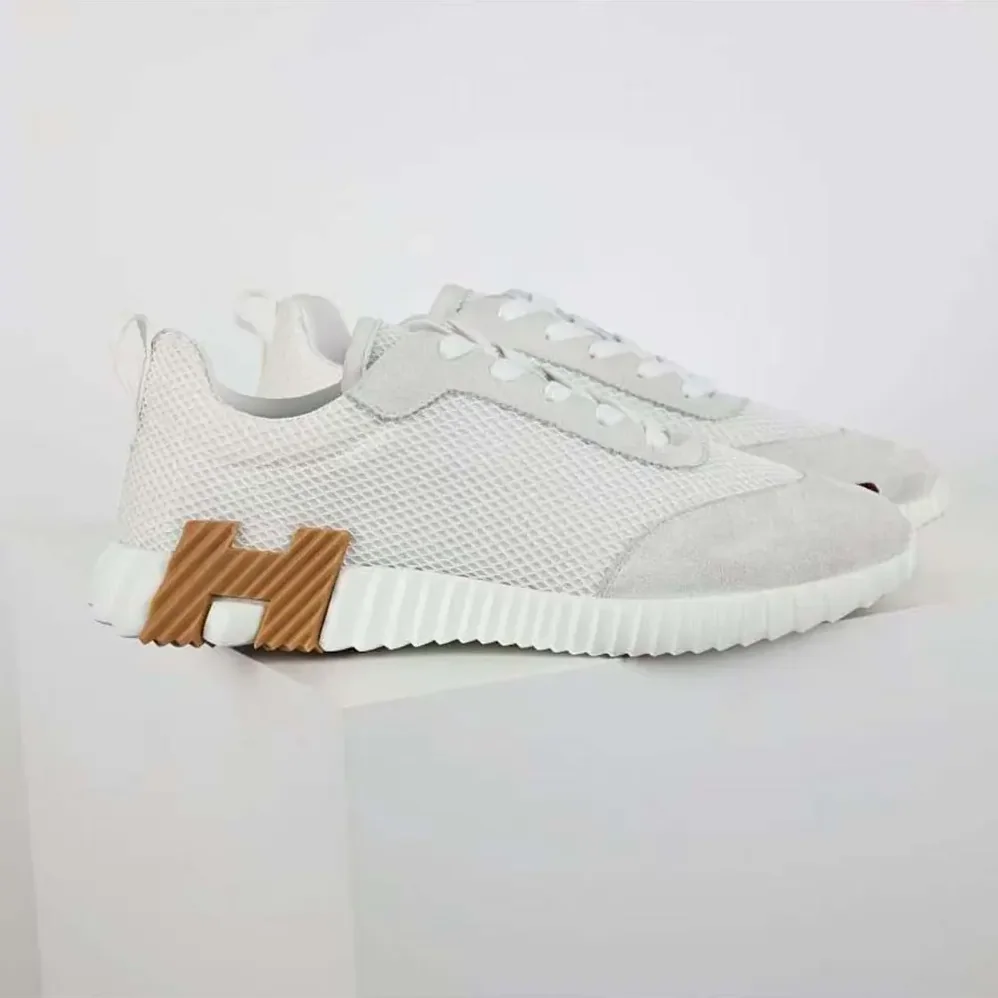 Hermes Bouncing Sneaker in Graphic Mesh and Suede Goatskin for Unisex in White Hermes Bouncing Sneaker in Graphic Mesh and Suede Goatskin for Unisex in White