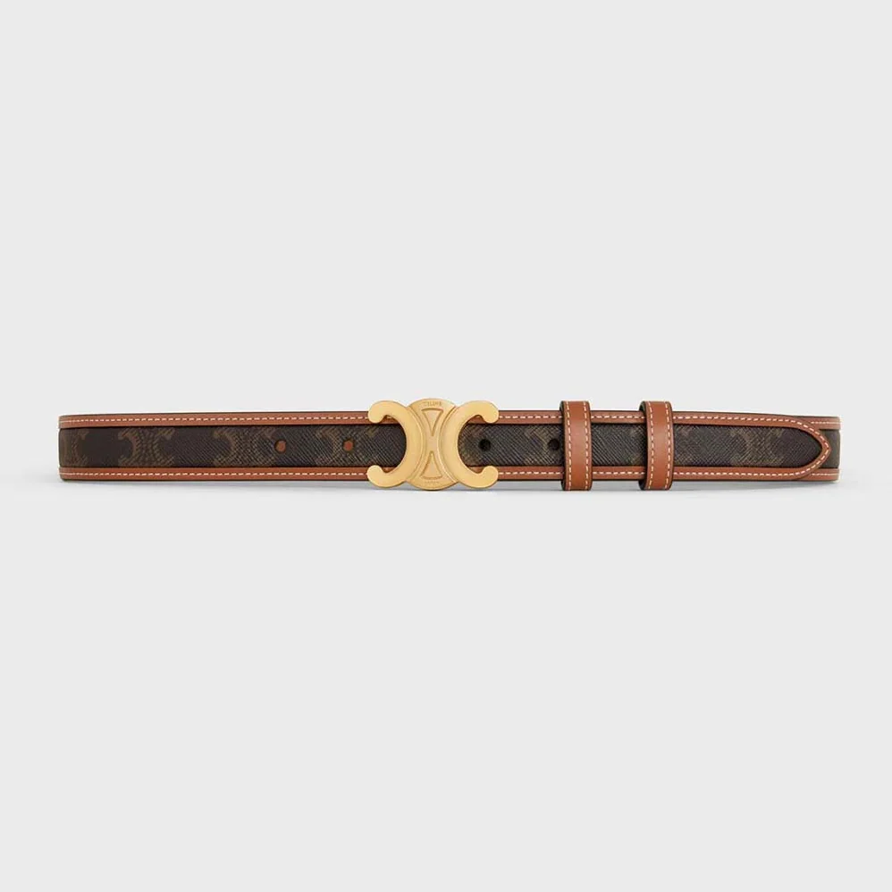 Celine Medium with Bborder Triomphe Belt in Triomphe Canvas and Calfskin for Women