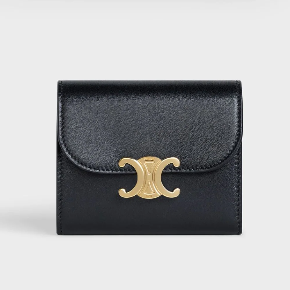 Celine Small Flap Wallet in Shiny Smooth Lambskin for Women in Black Celine Small Flap Wallet in Shiny Smooth Lambskin for Women in Black