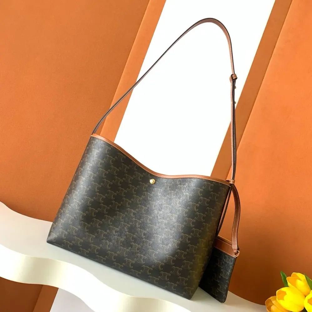 Celine Soft Shopper Bag in Triomphe Canvas and Calfskin for Women Celine Soft Shopper Bag in Triomphe Canvas and Calfskin for Women