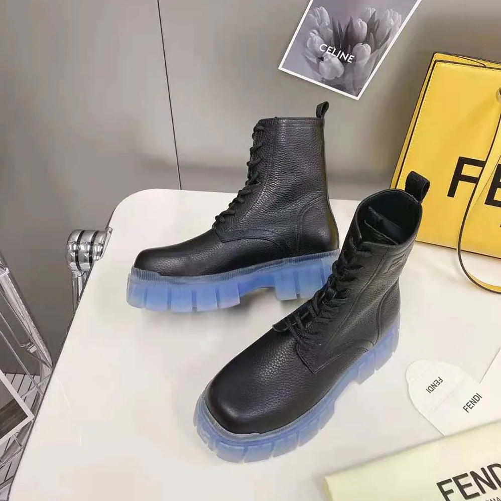 Fendi Force Black Leather Ankle Boots for Women