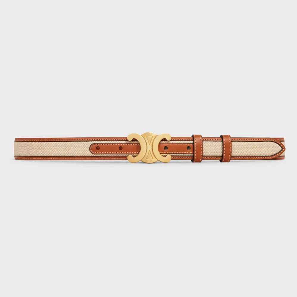 Celine Medium Triomphe Belt in Textile and Calfskin for Women Celine Medium Triomphe Belt in Textile and Calfskin for Women