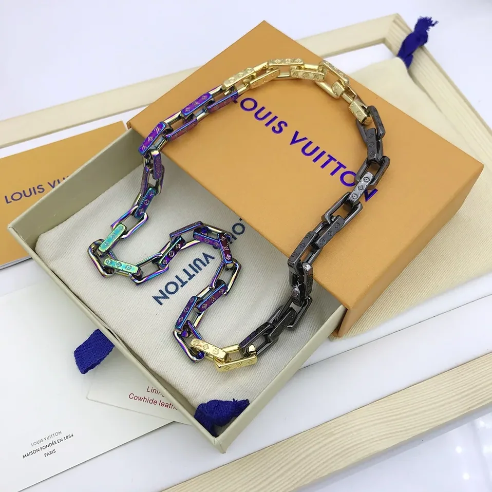 Louis Vuitton Combinating Color Monogram Chain Necklace Multicolor