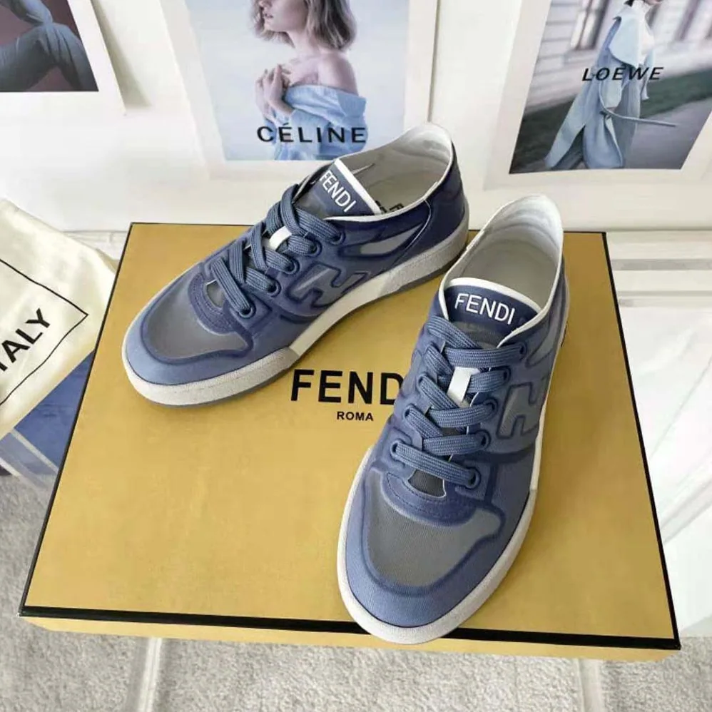 Fendi Match Blue Mesh Low Tops for Unisex
