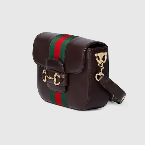 Gucci Horsebit 1955 Small Shoulder Bag in Dark Brown Gold Hardware