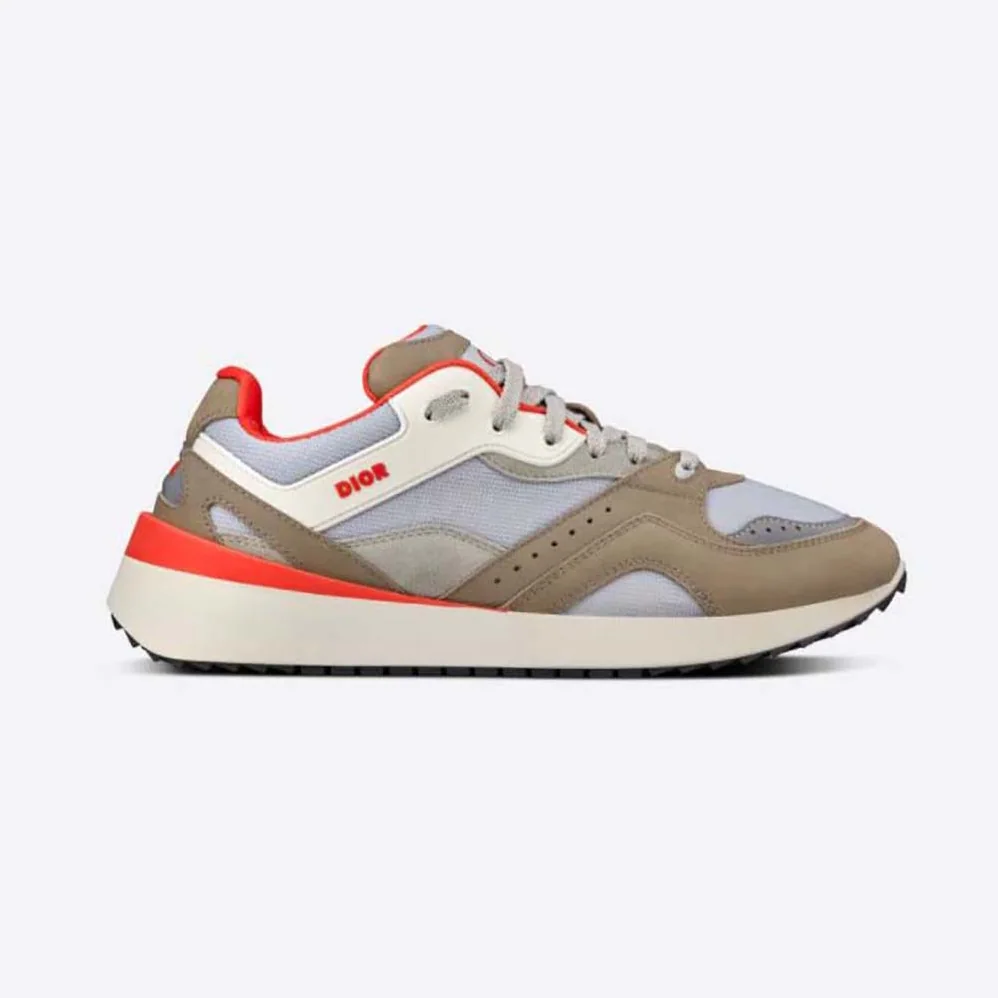 Dior B29 Sneaker Gray Technical Mesh and Suede with Brown Smooth Calfskin for Men