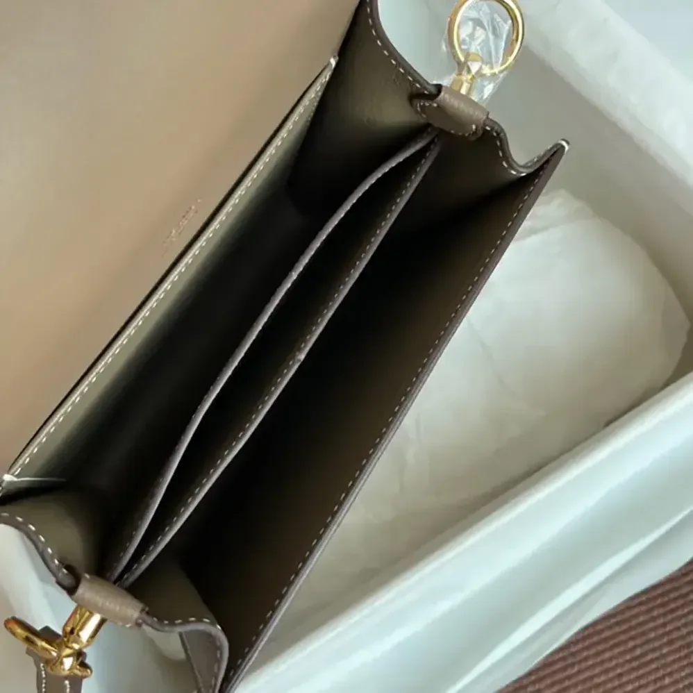 Hermes Roulis Mini Bag in Evercolor Calfskin for Women in Gray/Gold