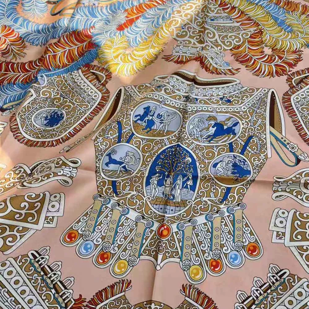 Hermes Sous L Egide De Mars Wash Scarf 90 for Women in Orange Hermes Sous L Egide De Mars Wash Scarf 90 for Women in Orange