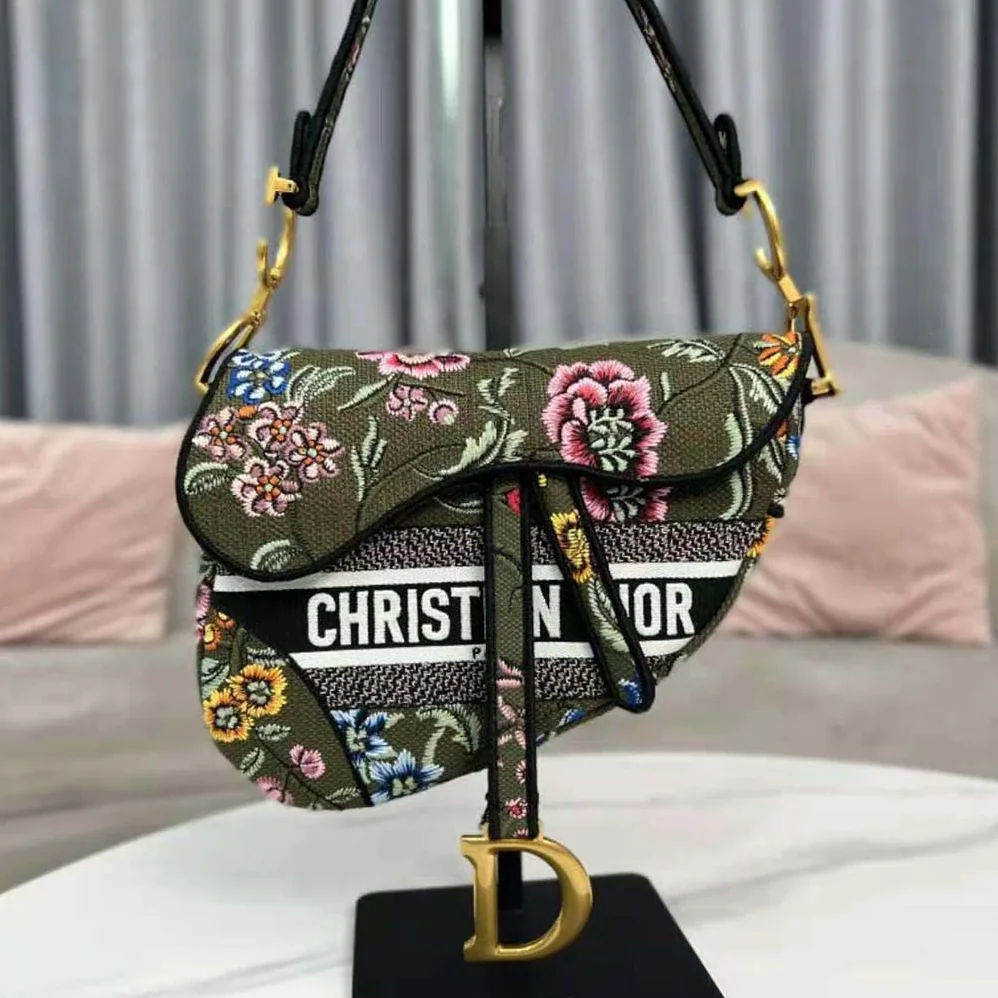 Dior Saddle Bag Green Multicolor Dior Petites Fleurs Embroidery for Women Dior Saddle Bag Green Multicolor Dior Petites Fleurs Embroidery for Women