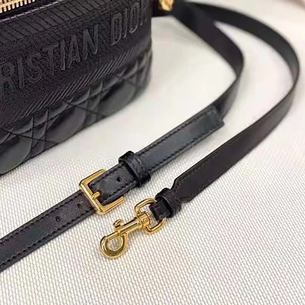 Dior Small Diortravel Vanity Case Cannage Lambskin for Women in Black Dior Small Diortravel Vanity Case Cannage Lambskin for Women in Black