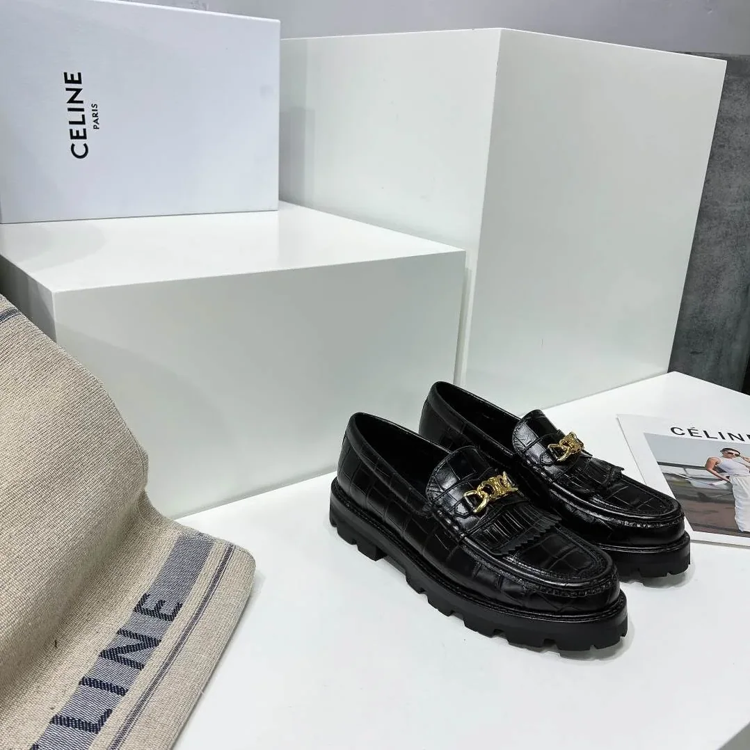 Celine Margaret Loafer With Triomphe Black Celine Margaret Loafer With Triomphe Black