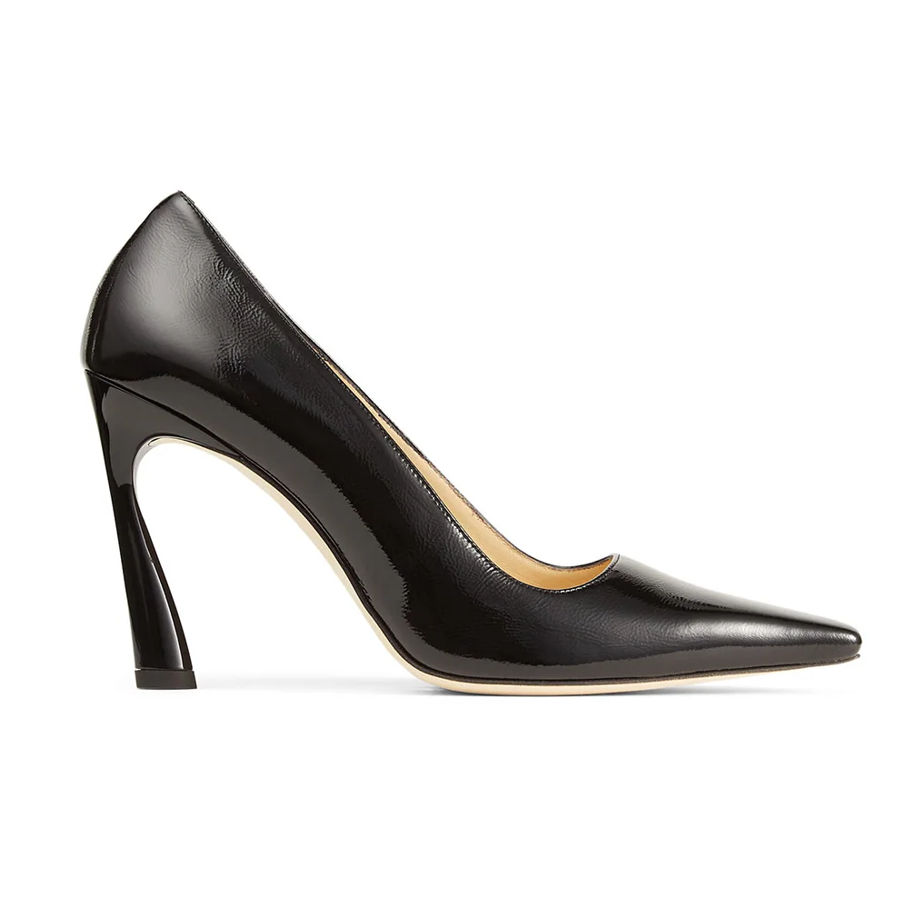 Jimmy Choo Brittany 100 Black Naplack Pumps with Angled Heel for Women