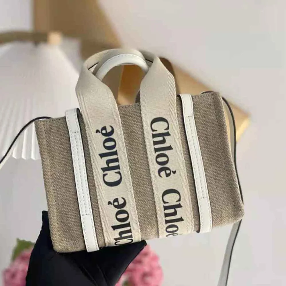 Chloe Mini Woody Tote Bag for Women in White
