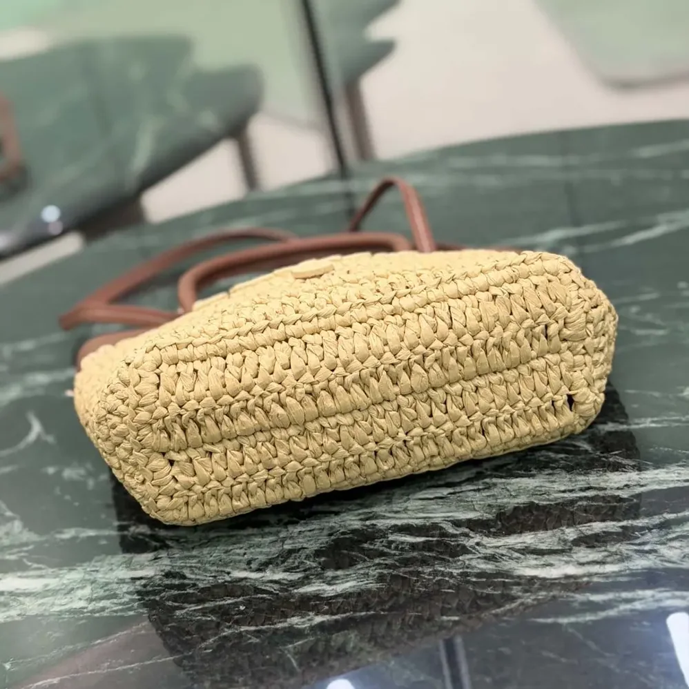 Prada Mini Crochet and Leather Tote Bag for Women Prada Mini Crochet and Leather Tote Bag for Women