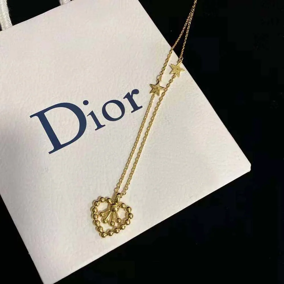 Dior in Heart Lights Necklace Gold-Finish Metal and Multicolor Crystals for Women