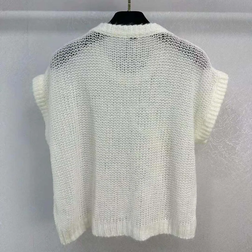 Loewe Anagram Vest in Mohair for Women in White Loewe Anagram Vest in Mohair for Women in White