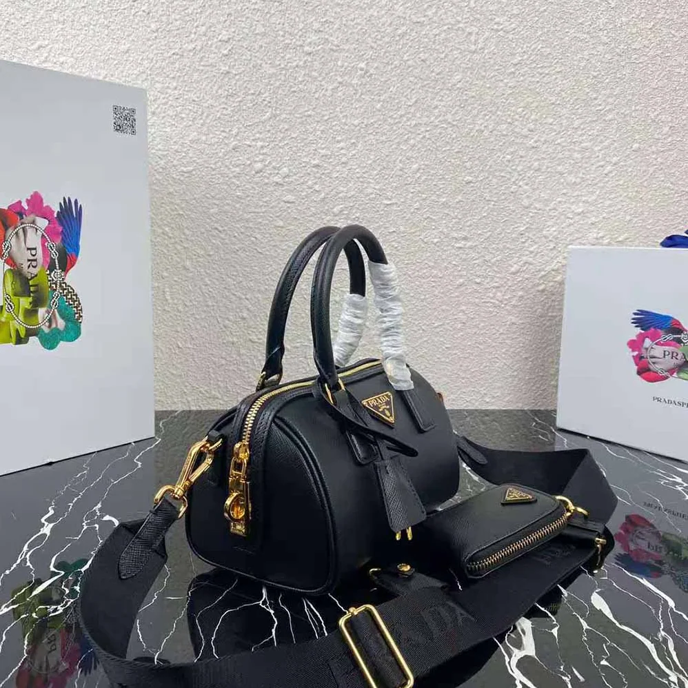 Prada Saffiano Leather Top-handle Bag for Women in Black