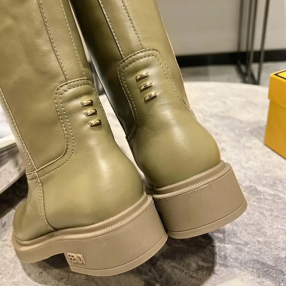 Fendi Fendi Filo Green Leather Boots for Women Fendi Fendi Filo Green Leather Boots for Women