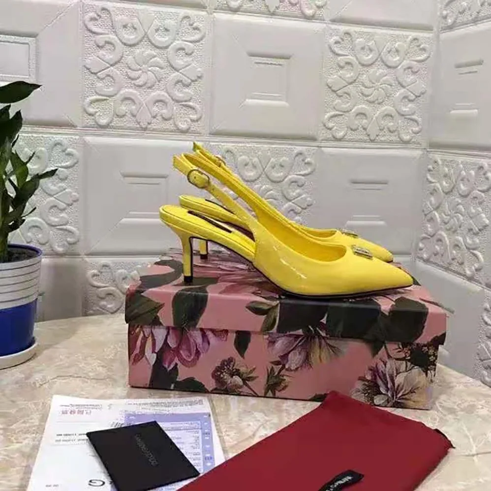 Dolce Gabbana D&G Patent Leather Slingbacks with DG Logo for Women Dolce Gabbana D&G Patent Leather Slingbacks with DG Logo for Women