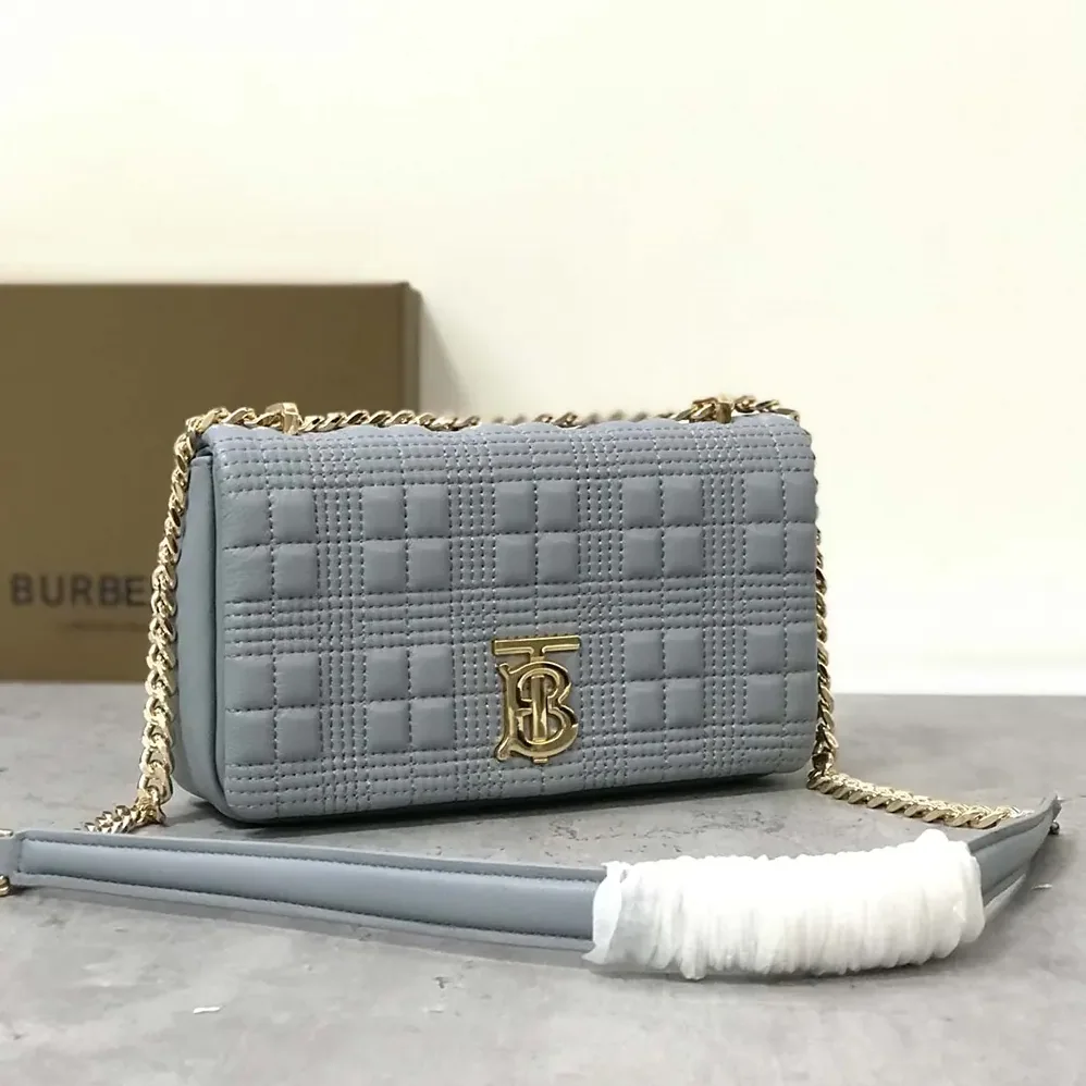 Burberry Small Quilted Lambskin Lola Bag for Women in Blue