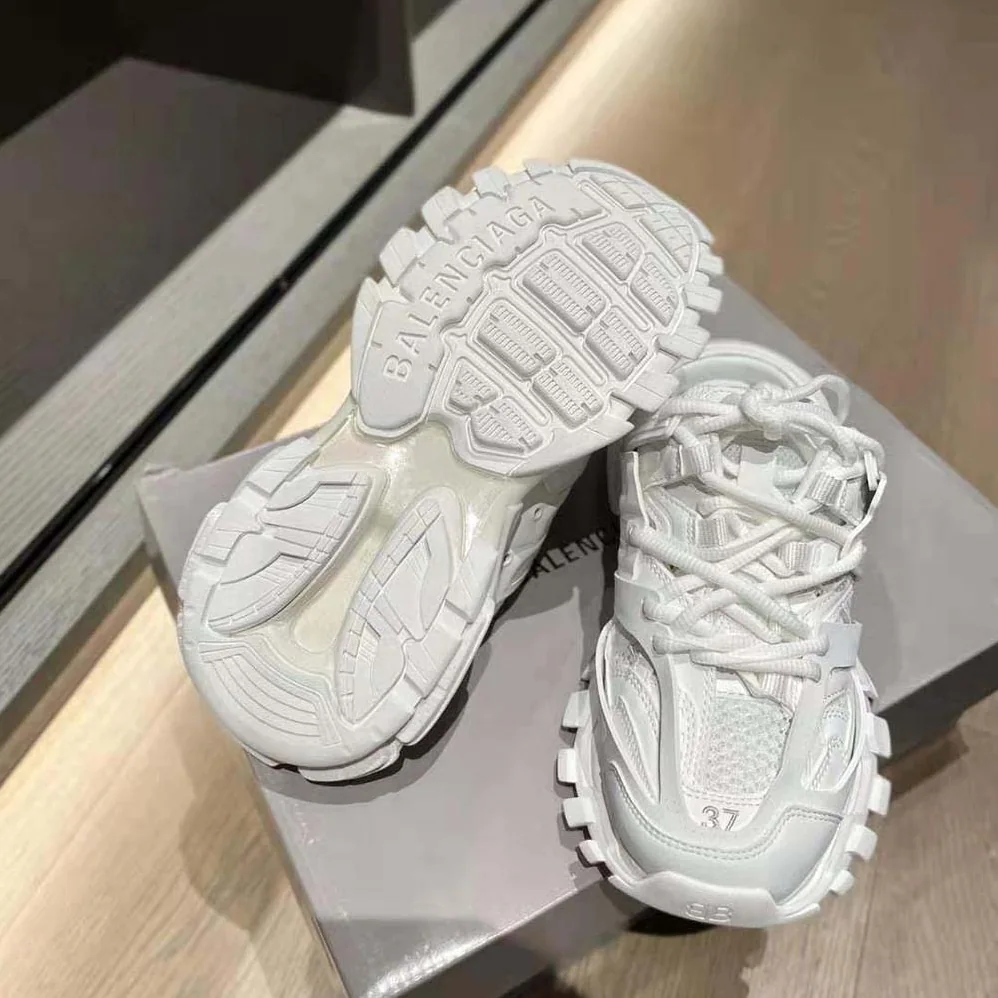 Balenciaga Track Mule in White Mesh and Nylon for Women Balenciaga Track Mule in White Mesh and Nylon for Women