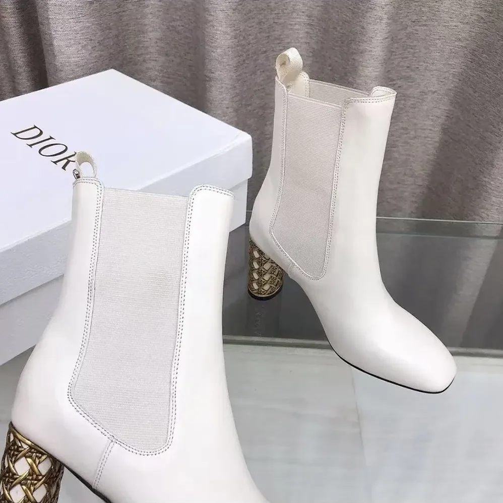 Dior Icon Heeled Ankle Boot White Calfskin for Women Dior Icon Heeled Ankle Boot White Calfskin for Women