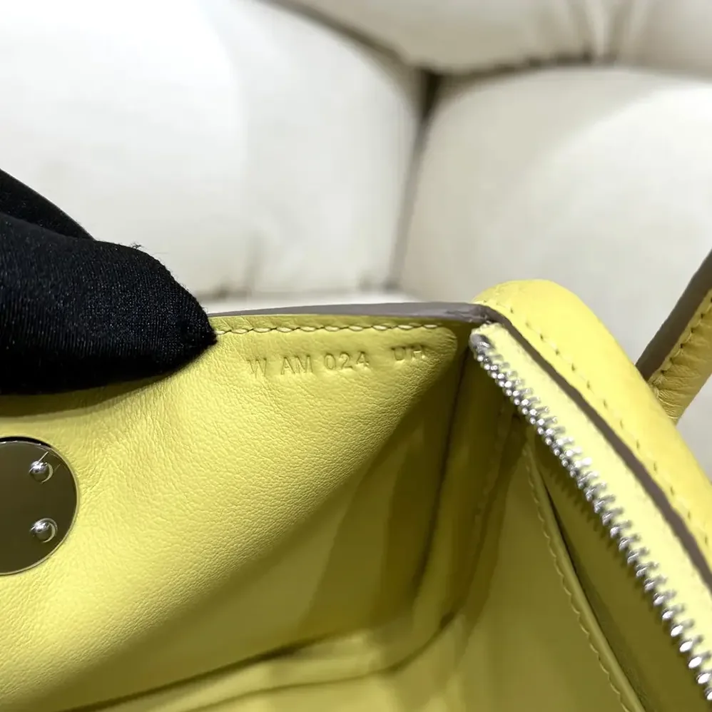 Hermes Lindy Mini 19 in Clemence Leather for Women in Yellow/Silver Hermes Lindy Mini 19 in Clemence Leather for Women in Yellow/Silver