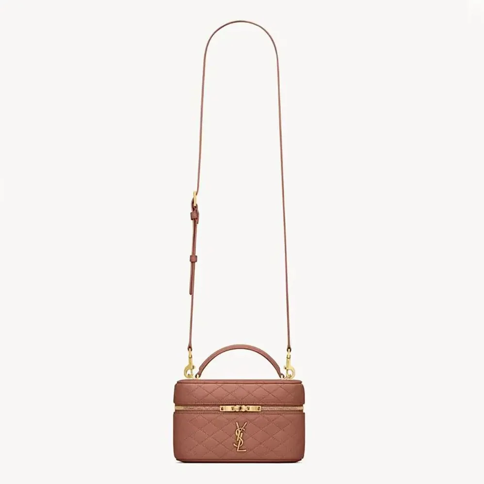 Saint Laurent YSL Gaby Vanity Bag In Lambskin for Women in Pink Saint Laurent YSL Gaby Vanity Bag In Lambskin for Women in Pink
